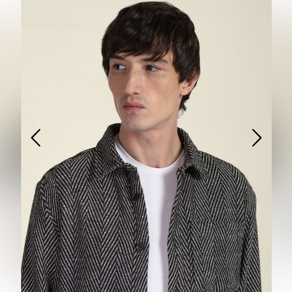 LARSSON & CO Black Herringbone Overshirt Men’s  Size Large Regular WORN ONCE - Picture 8 of 16